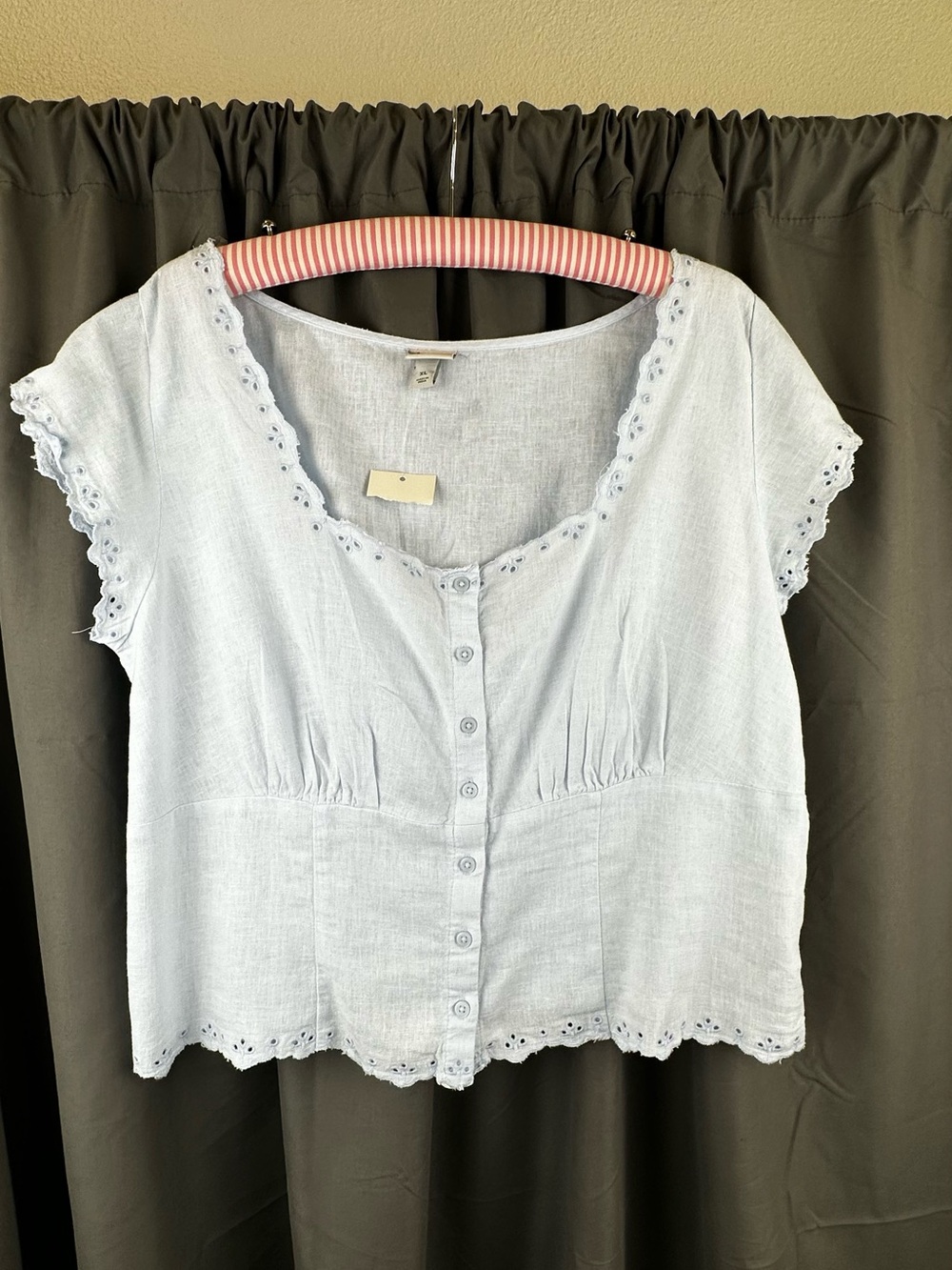 a new day Light Blue Eyelet Button-Front Blouse